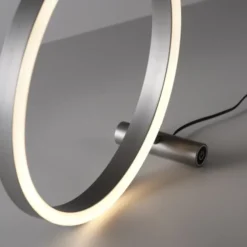 LED Tischlampe aluminium rund Ø30cm Touchdimmer Switchmo warmweiß Licht