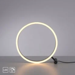 LED Tischlampe anthrazit rund Ø30cm Touchdimmer Switchmo warmweiß Licht
