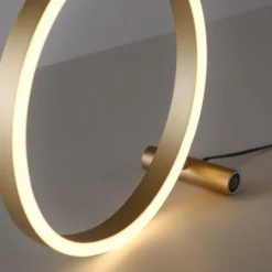 LED Tischlampe messing matt rund Ø30cm Touchdimmer Switchmo warmweiß