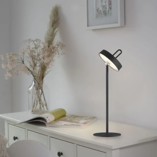LED Tischlampe schwarz Akku Touchdimmer spritzwassergeschützt USB