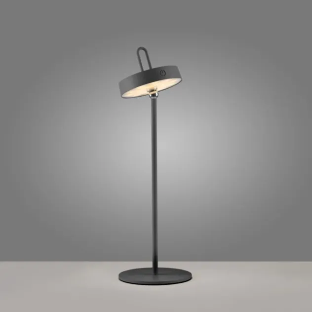 LED Tischlampe schwarz Akku Touchdimmer spritzwassergeschützt USB