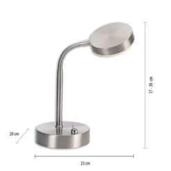 LED Tischlampe silberfarbig drehbar Schalter warmweiß Schreibtischlampe