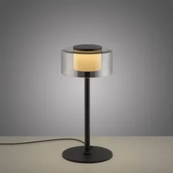 LED Tischleuche schwarz stufenlos dimmbar Rauchglas Memoryfunktion