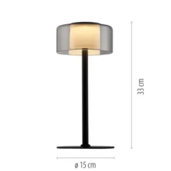 LED Tischleuche schwarz stufenlos dimmbar Rauchglas Memoryfunktion