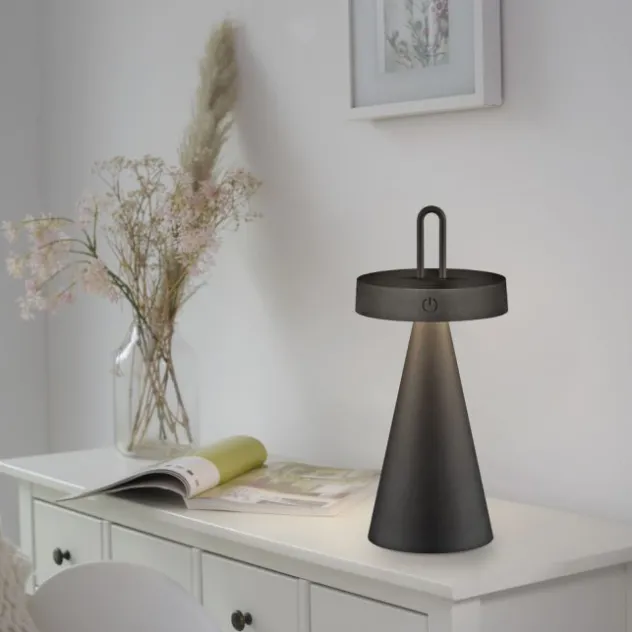 LED Tischleuchte Akku schwarz dimmbar per Touch IP44 Innen-Außen