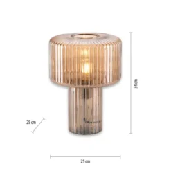 LED Tischleuchte amberfarben Pilzform Glas Ø25cm Schalter