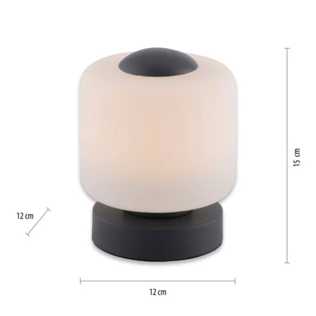 LED Tischleuchte anthrazit farbig rund Touchdimmer zeitloses Design