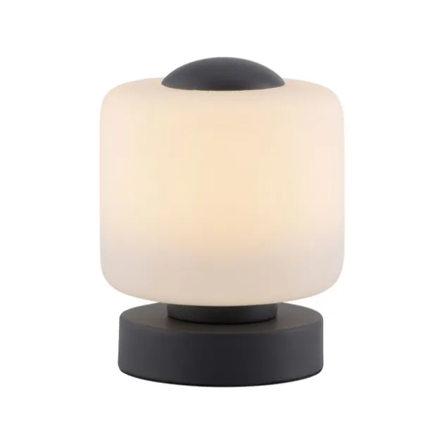 LED Tischleuchte anthrazit farbig rund Touchdimmer zeitloses Design