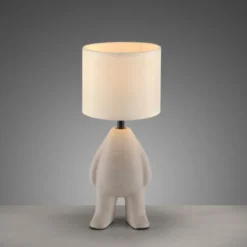 LED Tischleuchte beige Männchen stehend Stoffschirm mit Schnurschalter