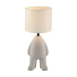 LED Tischleuchte beige Männchen stehend Stoffschirm mit Schnurschalter