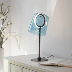 LED Tischleuchte blau dimmbar per Schnurdimmer Beistelllampe
