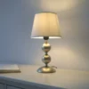 LED Tischleuchte bronze creme weißer Stoffdschirm Schnurschalter