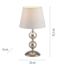 LED Tischleuchte bronze creme weißer Stoffdschirm Schnurschalter