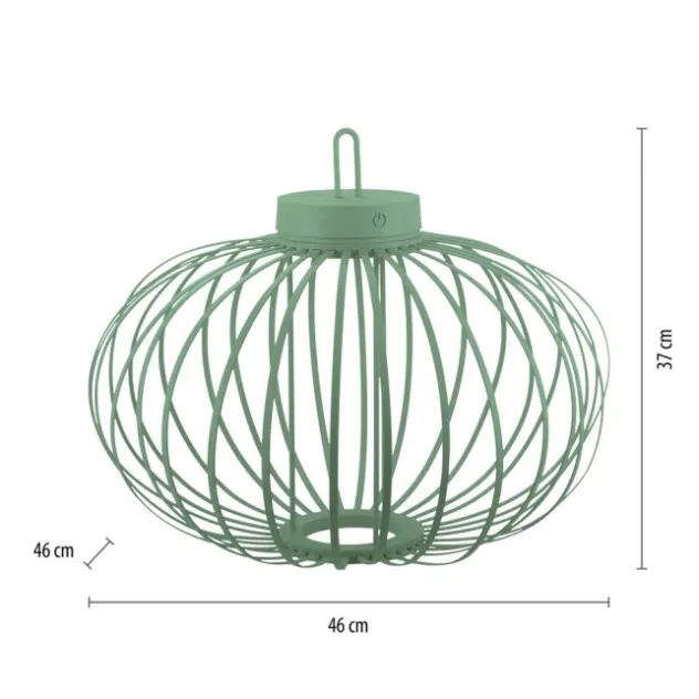 LED Tischleuchte D=46cm grün Akkulampe USB IP44 dimmbar per Touch