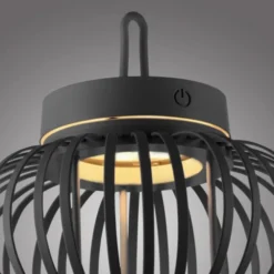 LED Tischleuchte D=25cm schwarz Akkulampe USB IP44 dimmbar per Touch