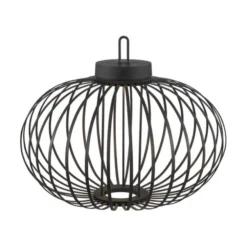 LED Tischleuchte D=46cm schwarz Akkulampe USB IP44 dimmbar per Touch