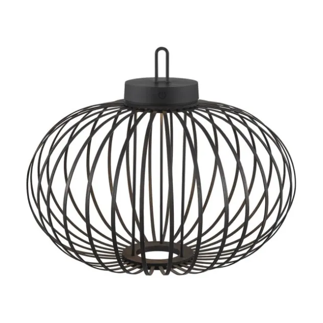 LED Tischleuchte D=46cm schwarz Akkulampe USB IP44 dimmbar per Touch