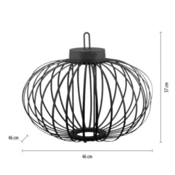 LED Tischleuchte D=46cm schwarz Akkulampe USB IP44 dimmbar per Touch
