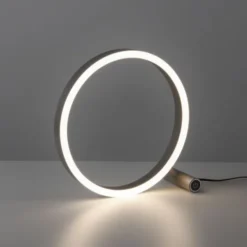 LED Tischleuchte, dimmbar, Touchdimmer, aluminium, warmweiß, rund