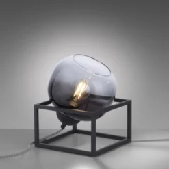 LED Tischleuchte 1 flammig schwarz Rauchglas modern Wohnlampe
