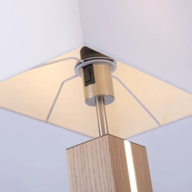 LED-Tischleuchte, Holzdekor, CCT Farbmanagement, dimmbar, Wippschalter