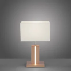 LED-Tischleuchte, Holzdekor, CCT Farbmanagement, dimmbar, Wippschalter
