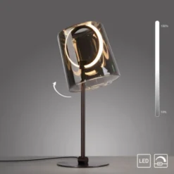 LED Tischleuchte Kaffee Farbe dimmbar per Schnurdimmer Rauchglas