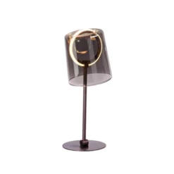 LED Tischleuchte Kaffee Farbe dimmbar per Schnurdimmer Rauchglas