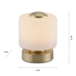 LED Tischleuchte messing farbig rund Touchdimmer zeitloses Design