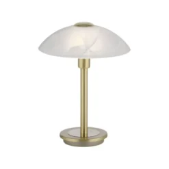 LED Tischleuchte messing matt Alabaster Dekor Glas 3 Stufen Touchdimmer
