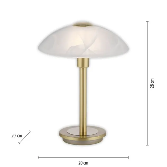 LED Tischleuchte messing matt Alabaster Dekor Glas 3 Stufen Touchdimmer
