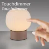 LED Tischleuchte NAMI, sandfarben, Touchdimmer, Memoryfunktion, geriffeltes Opalglas