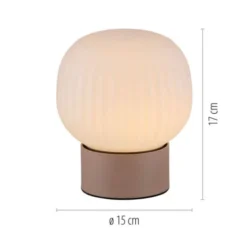 LED Tischleuchte NAMI, sandfarben, Touchdimmer, Memoryfunktion, geriffeltes Opalglas