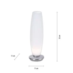 LED Tischleuchte, Opalglas, schlichtes Design, silberfarbener Fuß, dimmbar