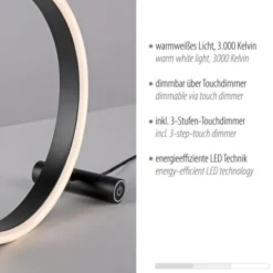 LED Tischleuchte, rund, anthrazit, dimmbar, modern, Design