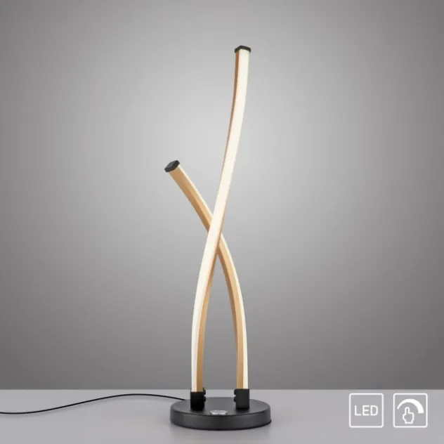 LED Tischleuchte schwarz gold Touchdimmer gebogen Innenleuchte
