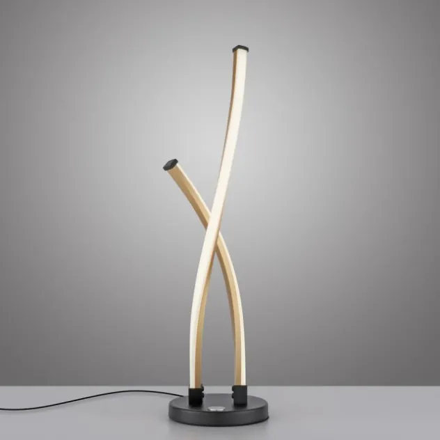 LED Tischleuchte schwarz gold Touchdimmer gebogen Innenleuchte