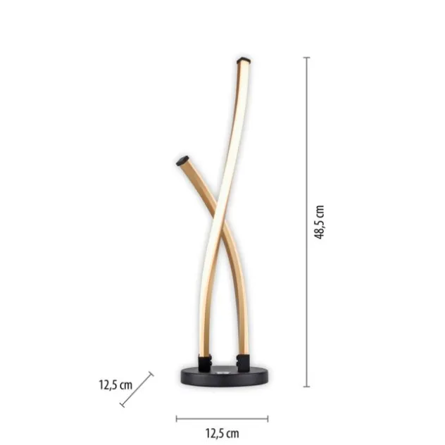 LED Tischleuchte schwarz gold Touchdimmer gebogen Innenleuchte