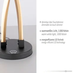 LED Tischleuchte schwarz gold Touchdimmer gebogen Innenleuchte