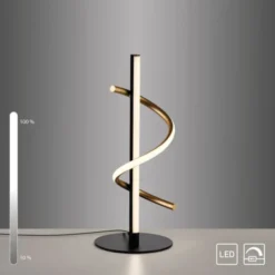 LED Tischleuchte schwarz messing dimmbar per Schnurdimmer geschwungen