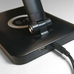LED Tischleuchte, schwarz, QI-Ladefunktion, Touchdimmer, CCT