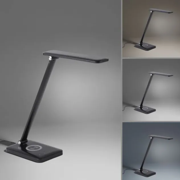 LED Tischleuchte, schwarz, QI-Ladefunktion, Touchdimmer, CCT