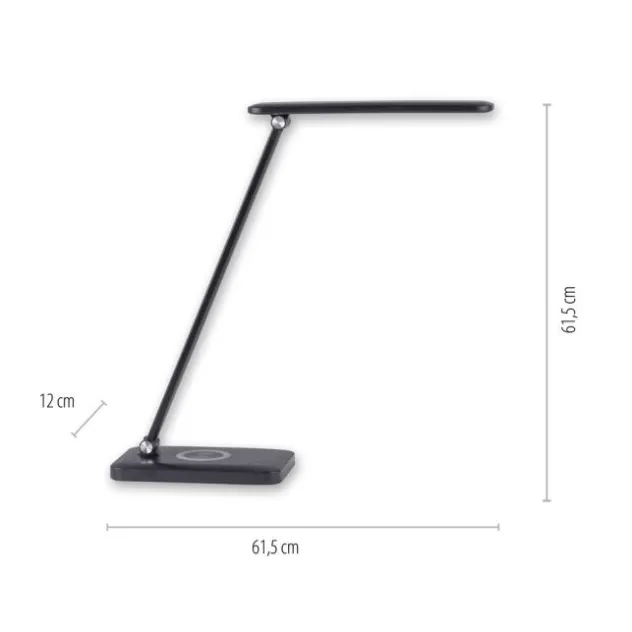 LED Tischleuchte, schwarz, QI-Ladefunktion, Touchdimmer, CCT
