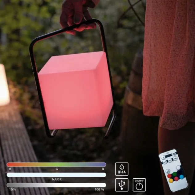 LED-Tischleuchte, schwarz, RGB, Akkuleuchte, IP44, inkl. USB-Kabel, Fernbedienung