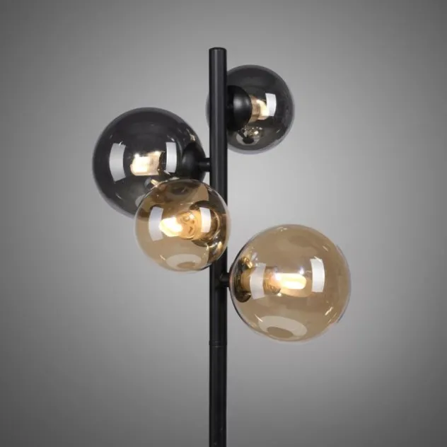 LED Tischleuchte schwarz rund Schnurschalter warmweiß Innenleuchte