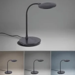 LED-Tischleuchte, schwarz, stufenlos Dimmbar, CCT, inkl. Ladestation für Smartphone
