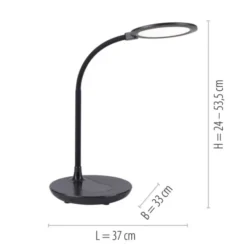 LED-Tischleuchte, schwarz, stufenlos Dimmbar, CCT, inkl. Ladestation für Smartphone