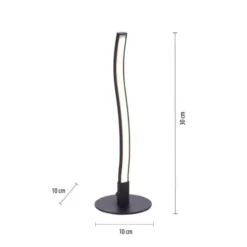 LED-Tischleuchte, schwarz, Wellenform, warmweiße Lichtfarbe, modern
