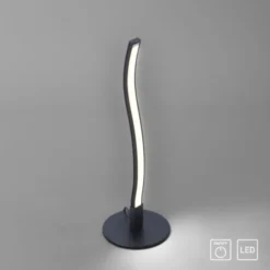 LED-Tischleuchte, schwarz, Wellenform, warmweiße Lichtfarbe, modern