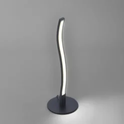 LED-Tischleuchte, schwarz, Wellenform, warmweiße Lichtfarbe, modern